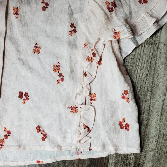 NWT Elodie Nordstrom Rack Short Sleeve Button Down Shirt Blush Pink Cropped Sz M - Picture 11 of 15